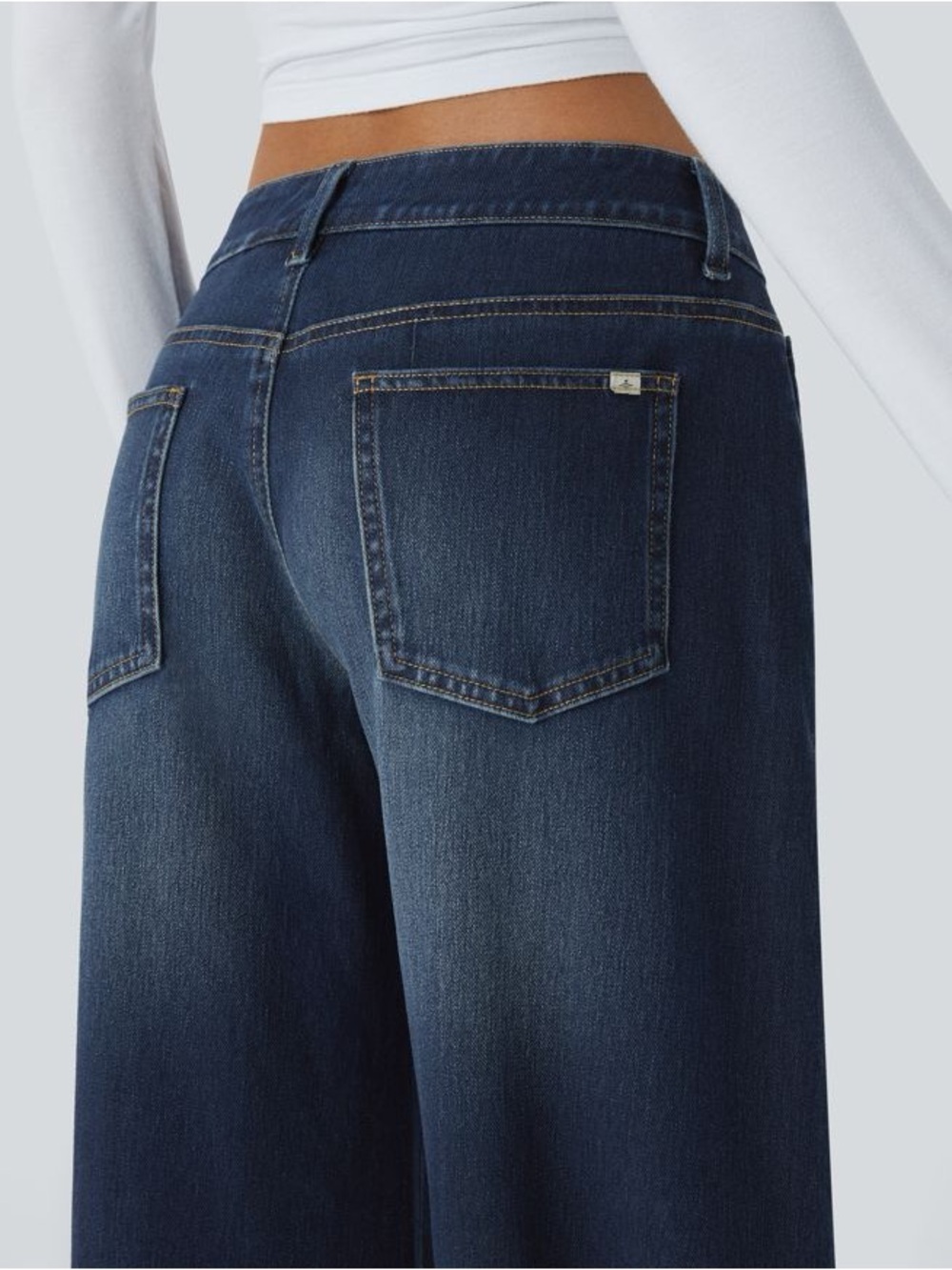 Halara Flex™ Asymmetric Low Rise Zipper Pockets Baggy Wide Leg Washed Casual SP - Picture 4 of 14